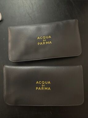 2 Acqua Di Parma Black Pouches with Gold Logo